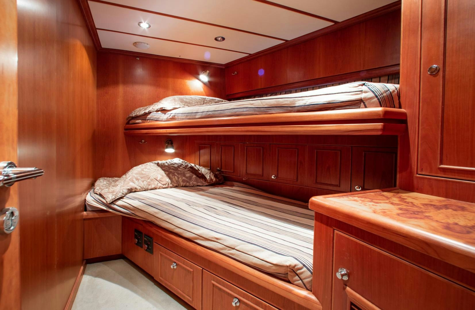 a room with bunk beds aboard BOXES II Yacht for Sale