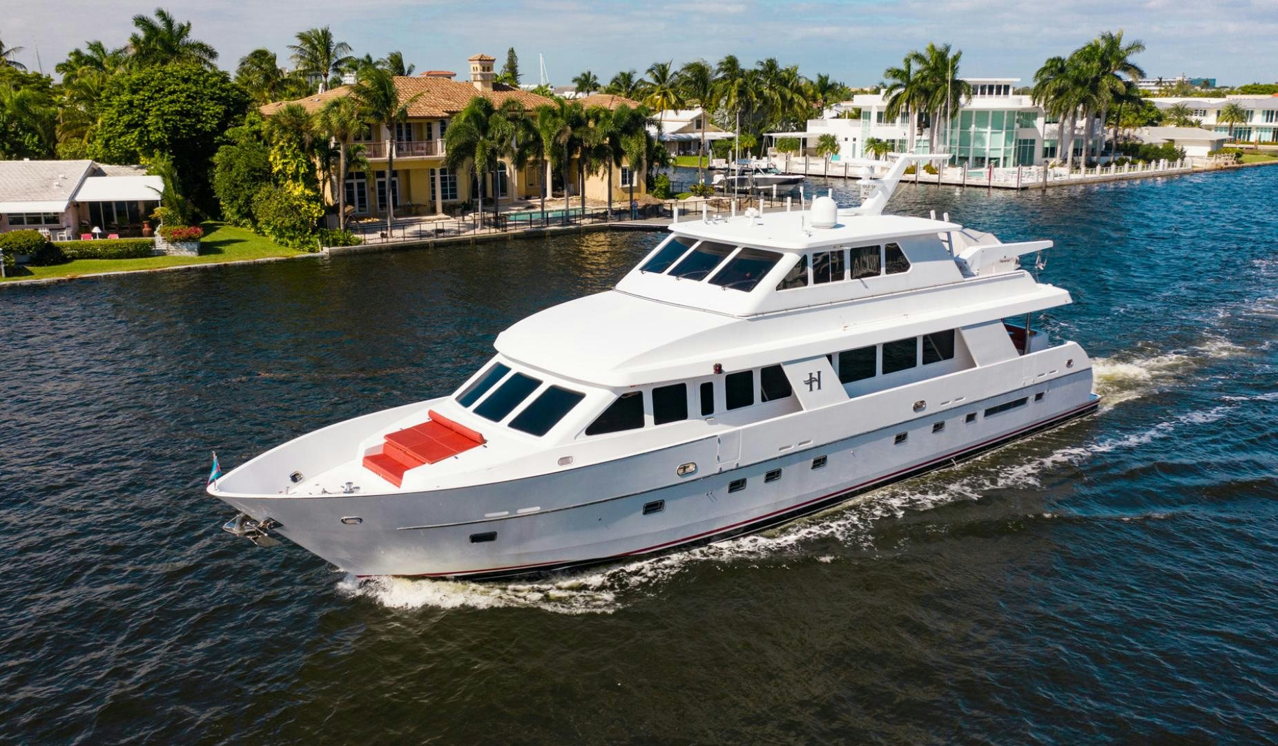 a white boat on the water aboard BOXES II Yacht for Sale