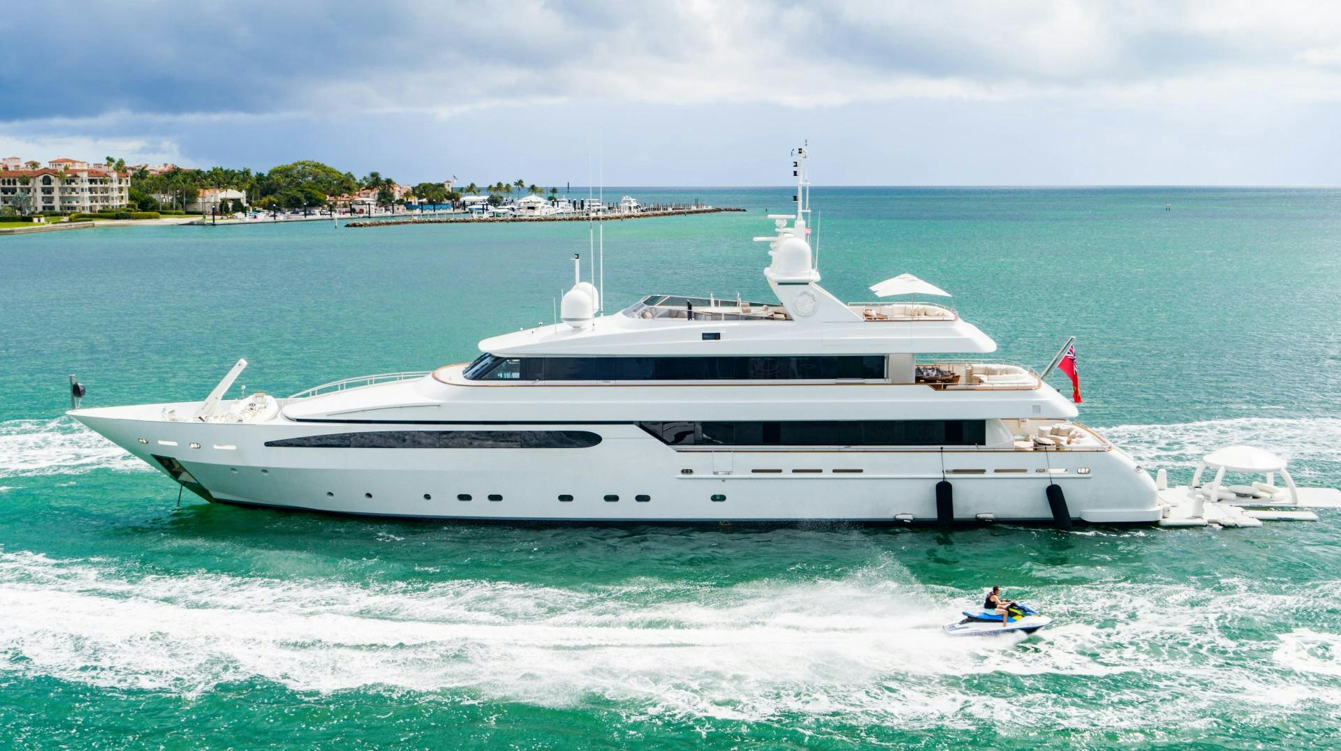 a white yacht in the water aboard ARTEMISEA Yacht for Sale