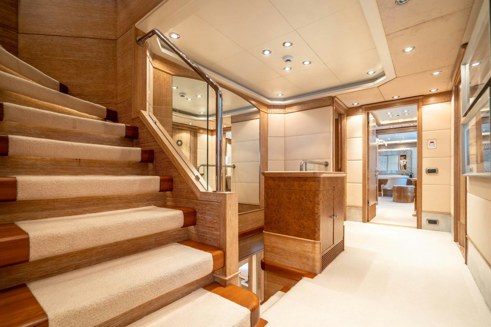 a modern looking staircase aboard ARTEMISEA Yacht for Sale