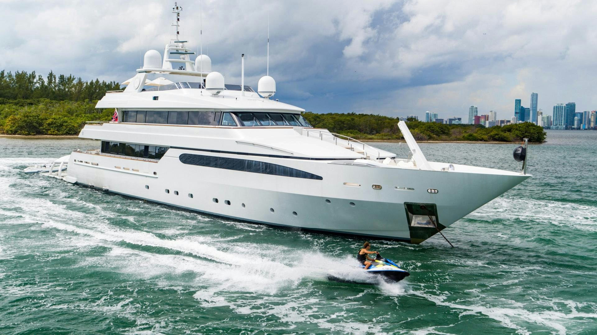a large white yacht aboard ARTEMISEA Yacht for Sale