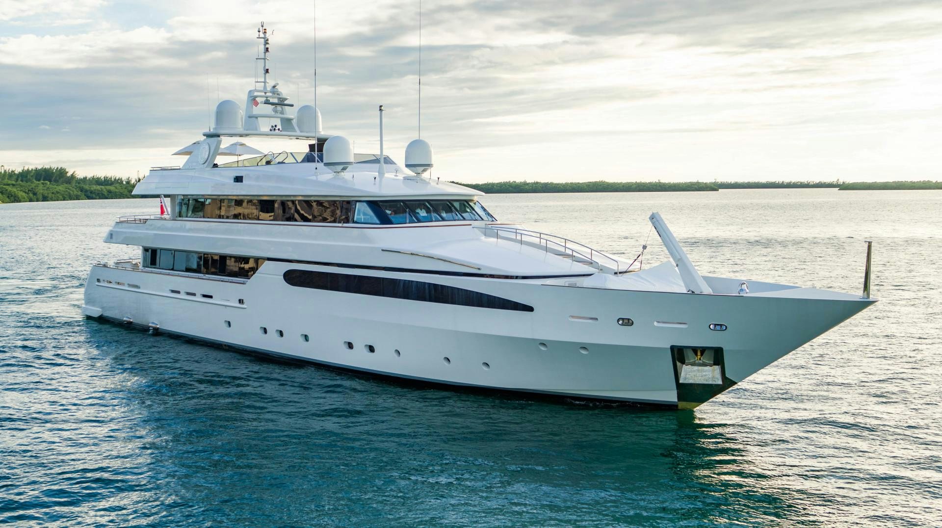 a white yacht on the water aboard ARTEMISEA Yacht for Sale