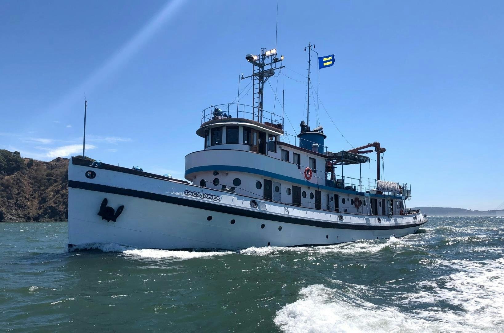 a boat on the water aboard SACAJAWEA Yacht for Sale