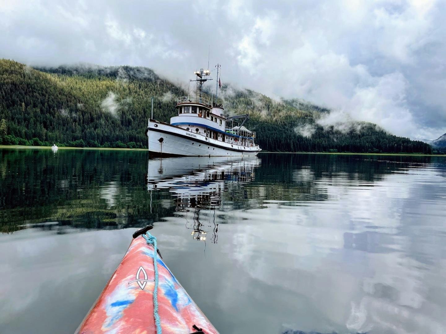 a boat on the water aboard SACAJAWEA Yacht for Sale