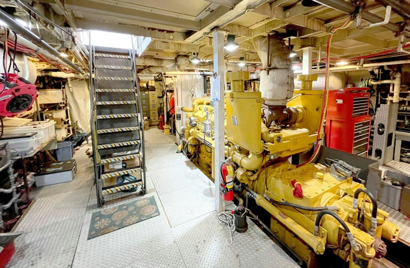 a large room with machinery aboard SACAJAWEA Yacht for Sale