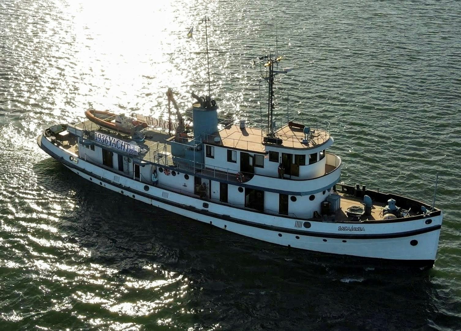 a boat on the water aboard SACAJAWEA Yacht for Sale