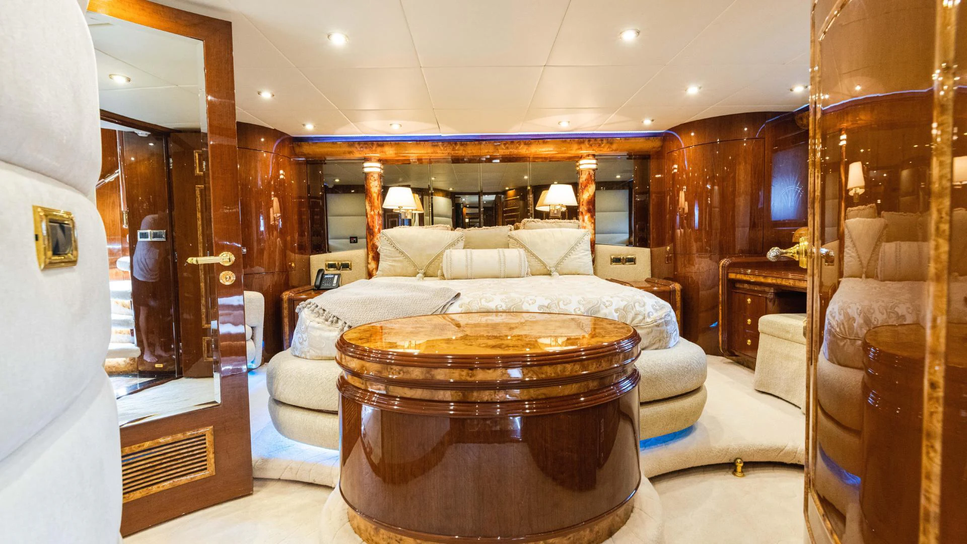 a large room with a large round barrel aboard ARTHUR’S WAY Yacht for Sale