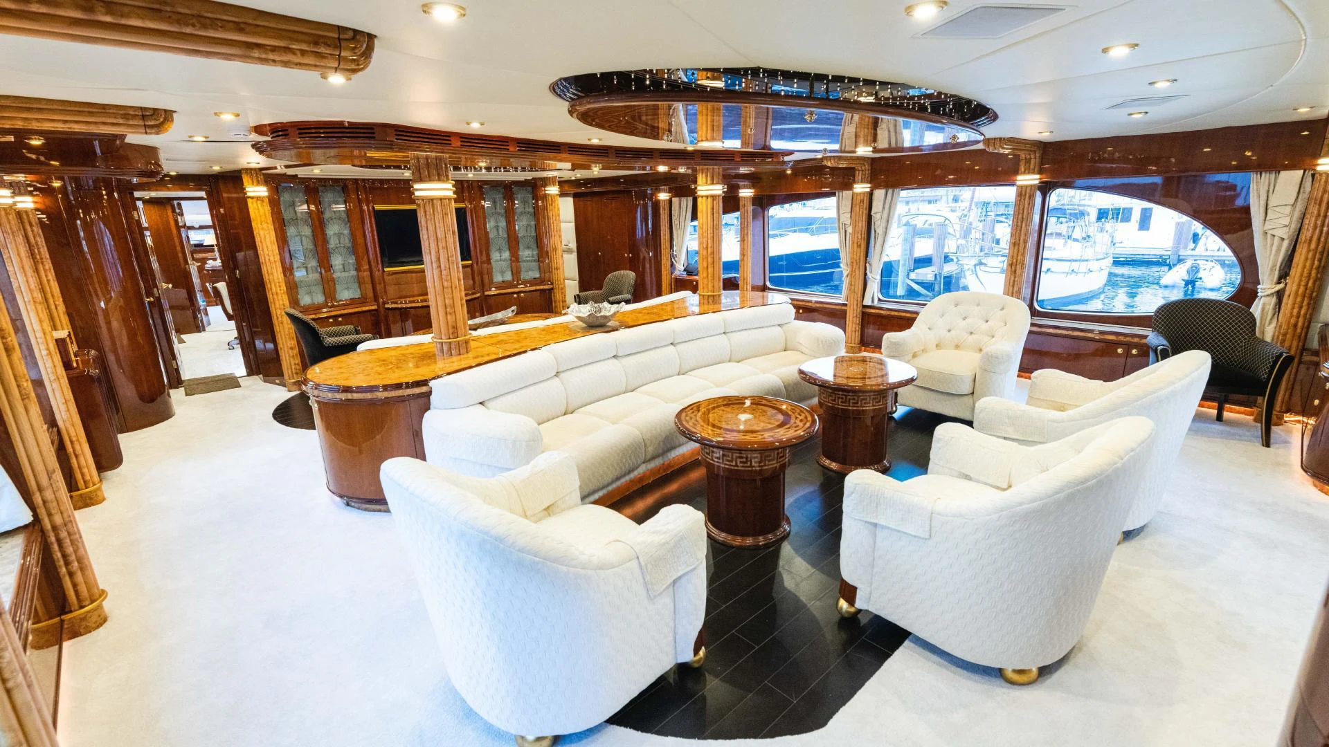 a room with a couch and a table aboard ARTHUR’S WAY Yacht for Sale