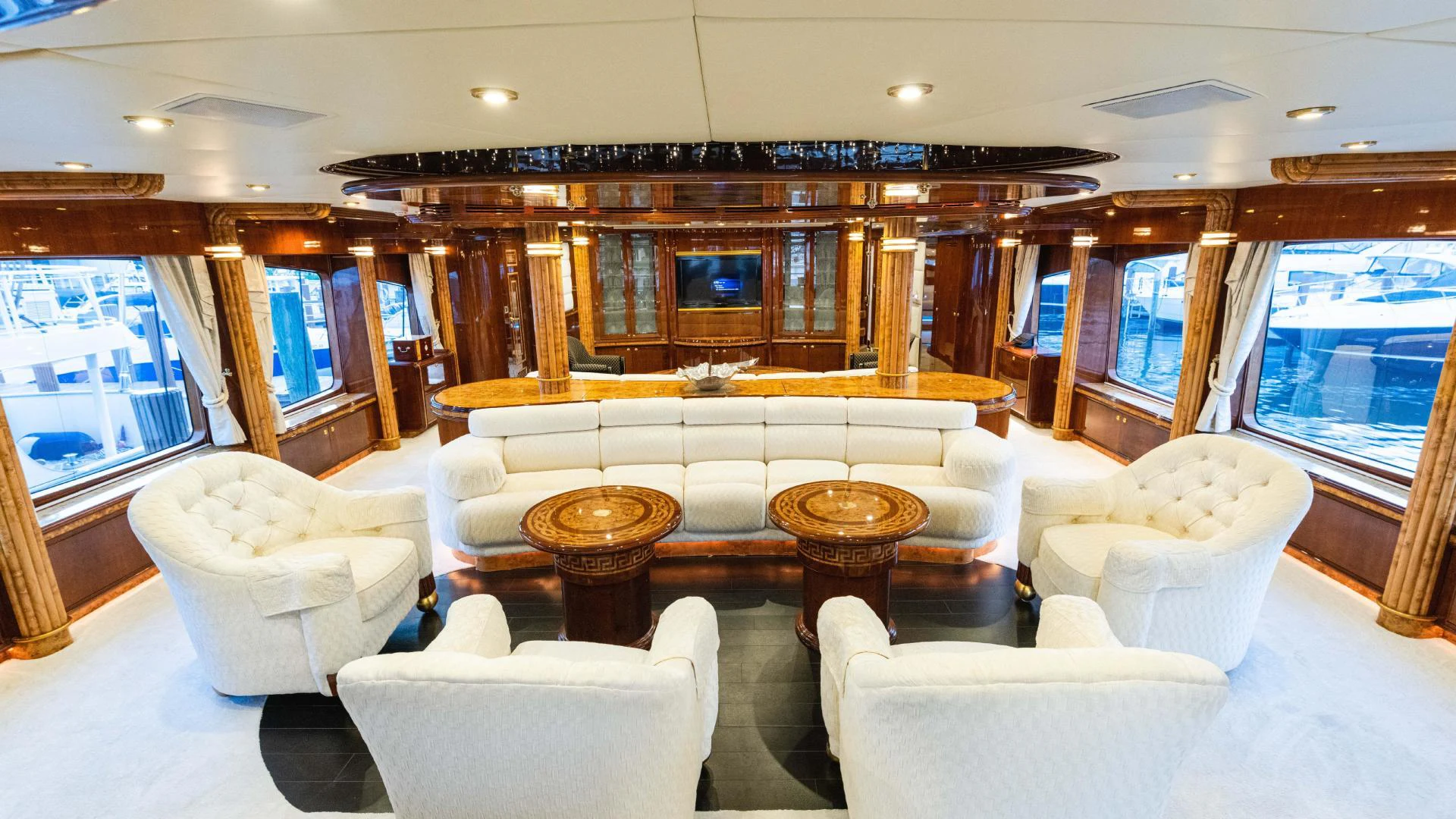 a room with a couch and a table aboard ARTHUR’S WAY Yacht for Sale