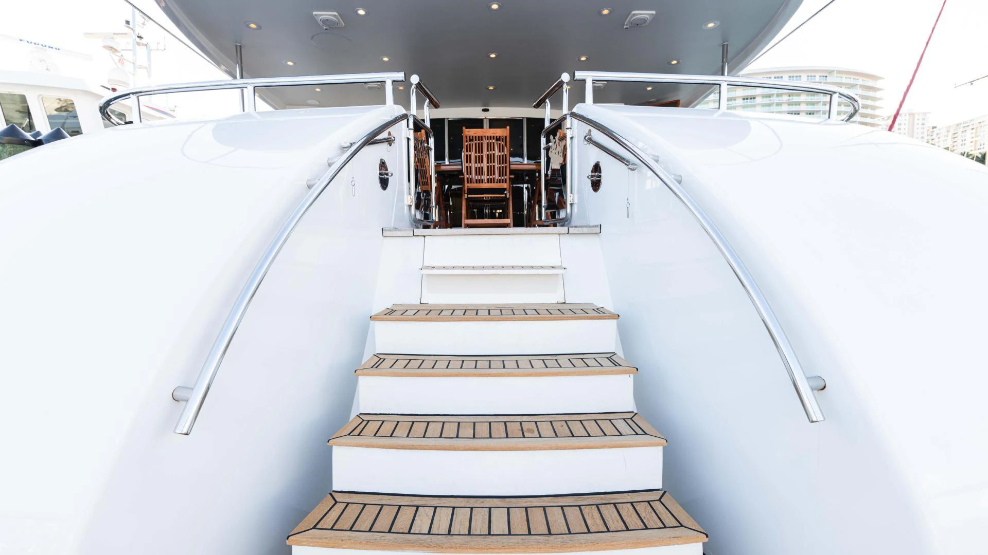a white vehicle with stairs aboard ARTHUR’S WAY Yacht for Sale