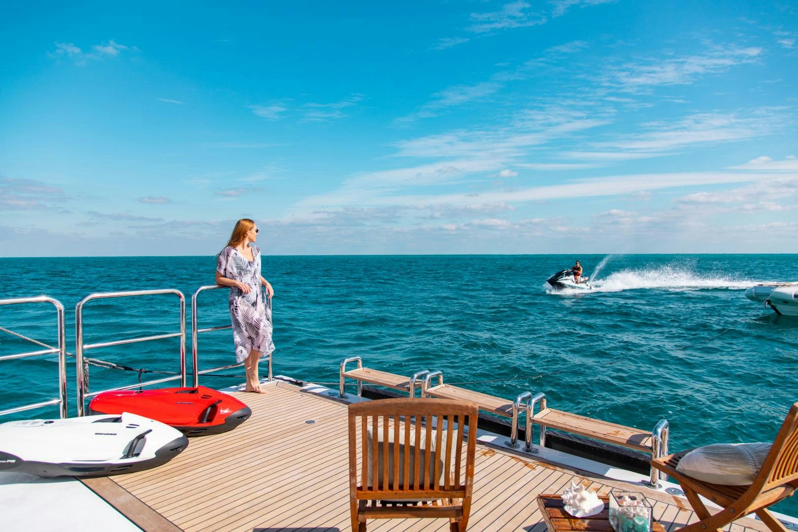a person standing on a dock aboard SORRENTO Yacht for Sale