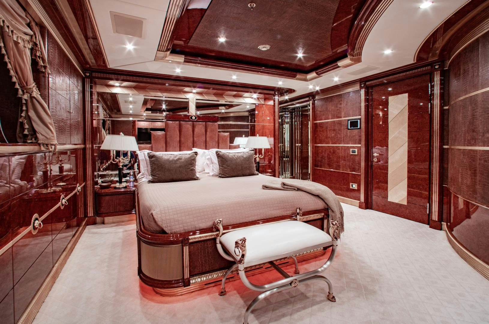 a bed in a room aboard SORRENTO Yacht for Sale