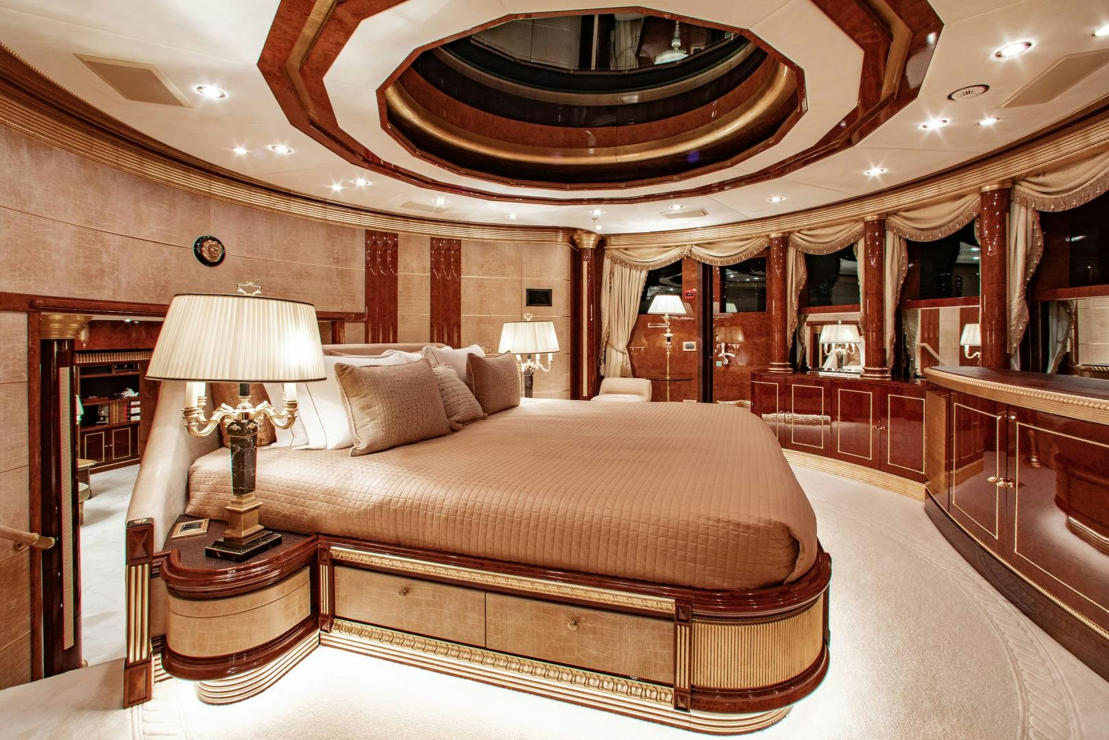 a large bed in a hotel room aboard SORRENTO Yacht for Sale
