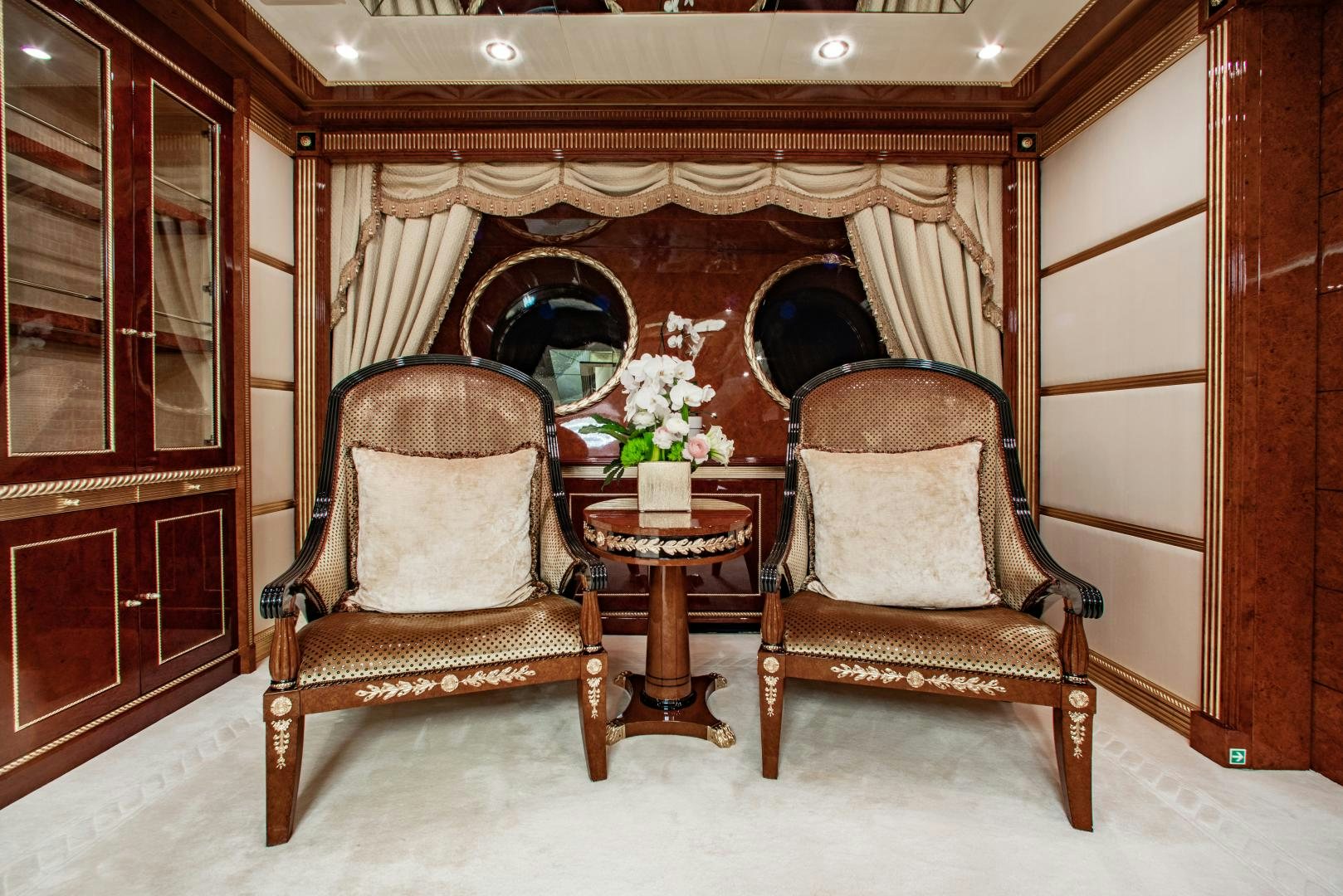 a couple of chairs in a room aboard SORRENTO Yacht for Sale