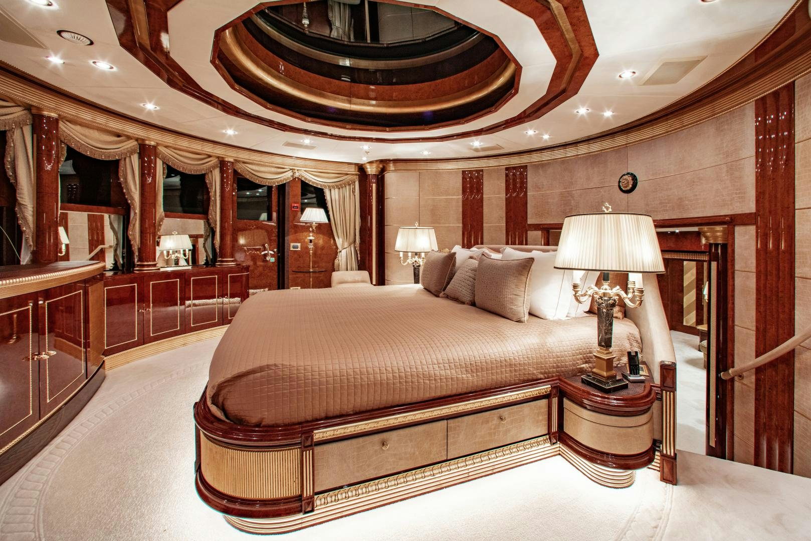 a large bed in a hotel room aboard SORRENTO Yacht for Sale