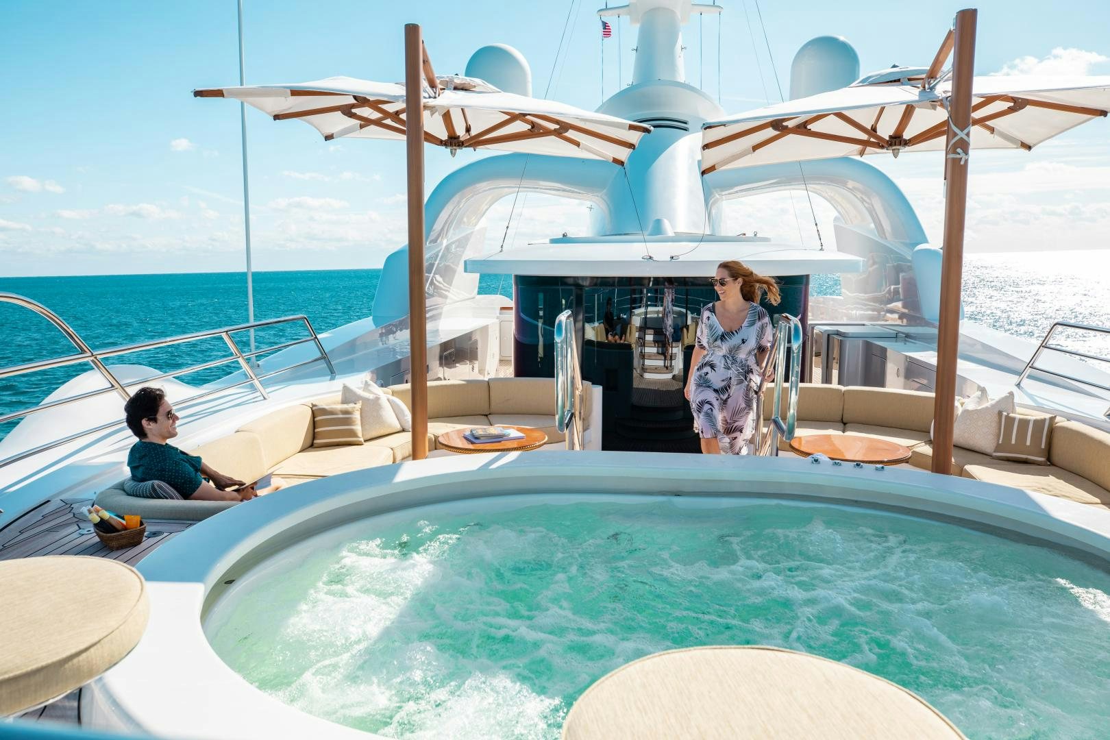a couple of people sitting in a pool on a boat aboard SORRENTO Yacht for Sale