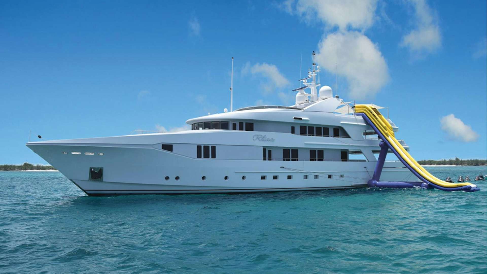 a large white boat in the water aboard STAR DIAMOND Yacht for Sale