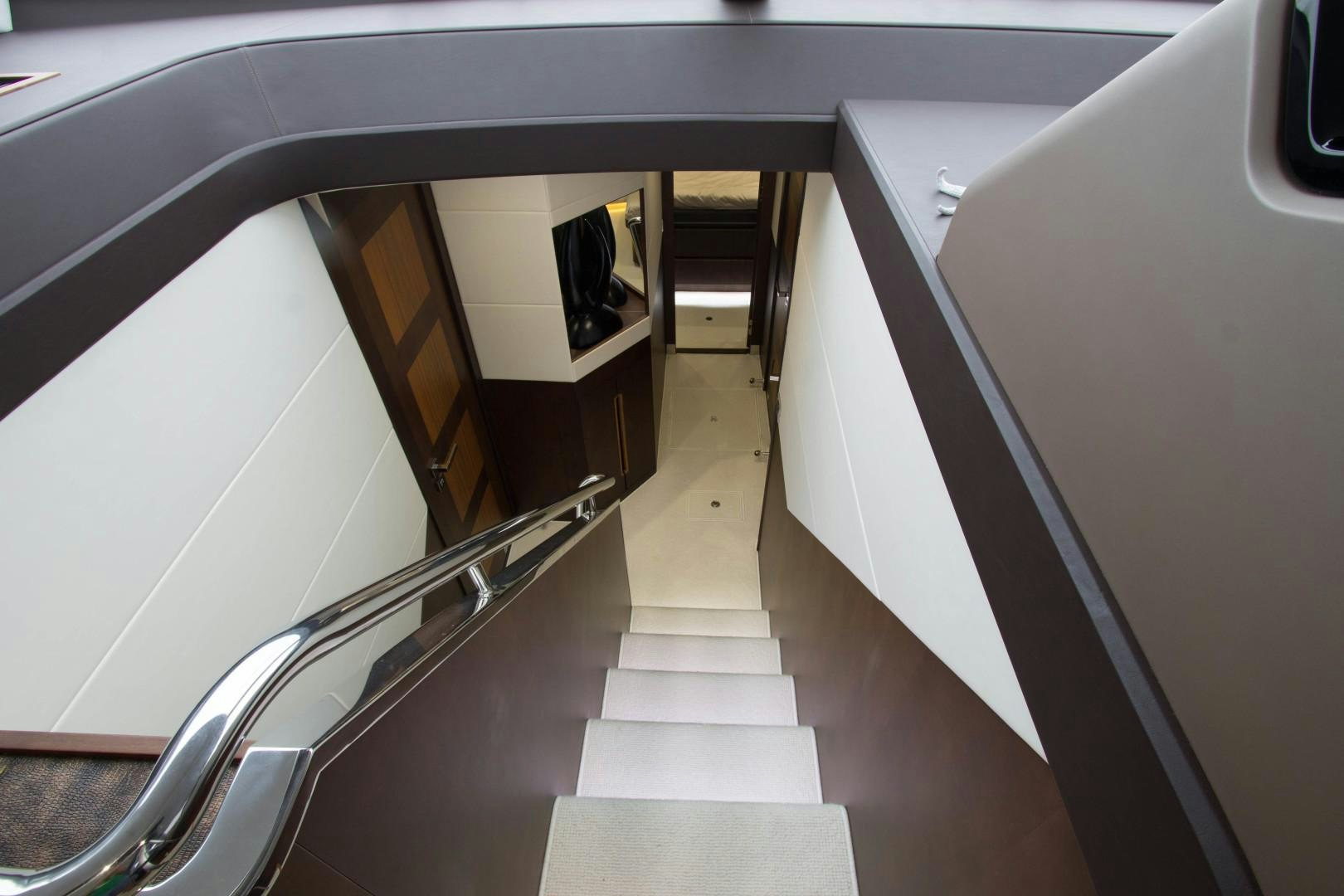 a hallway with a set of doors aboard MOODSWING Yacht for Sale