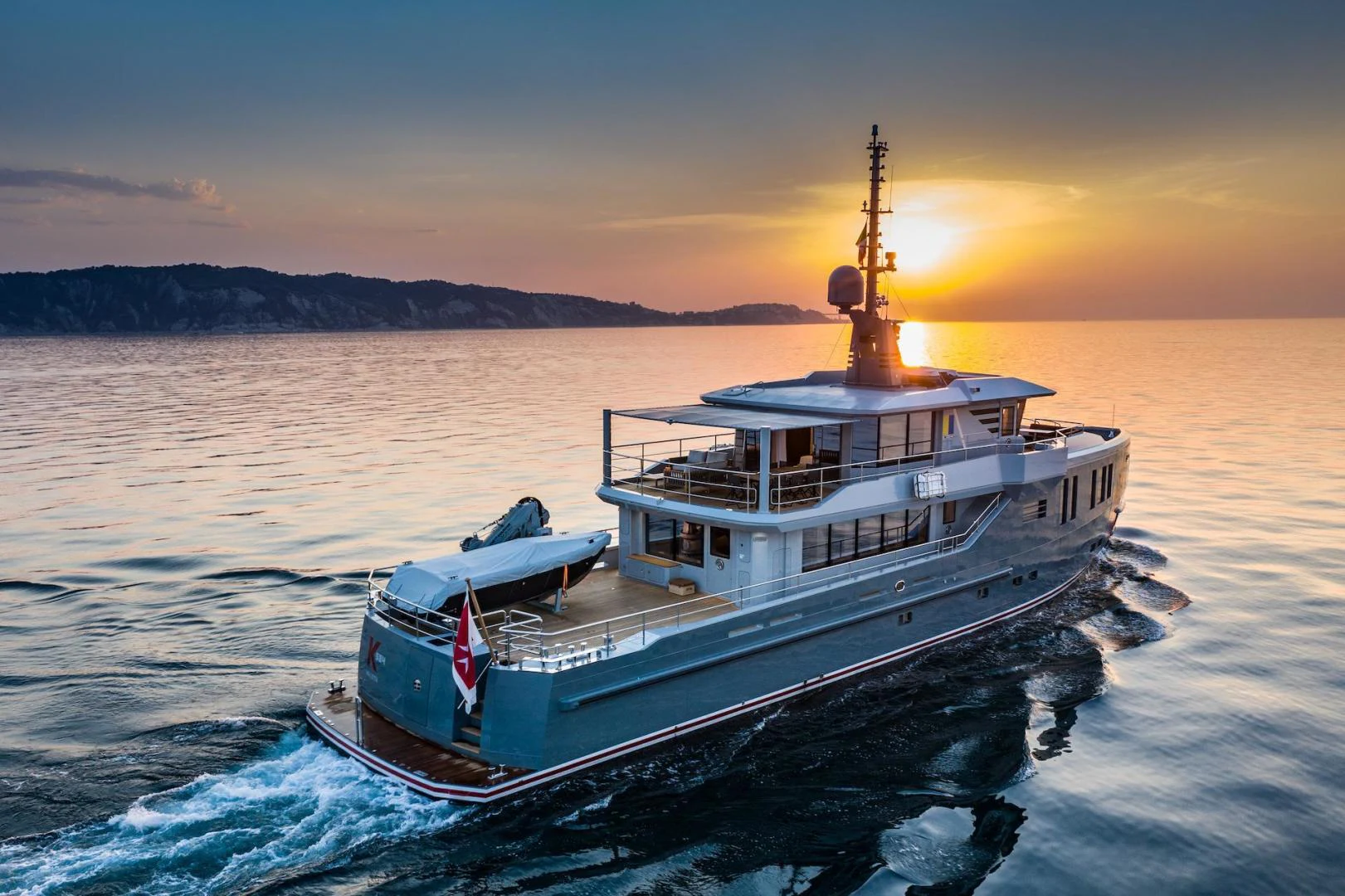 a boat in the water aboard ATOM Yacht for Sale