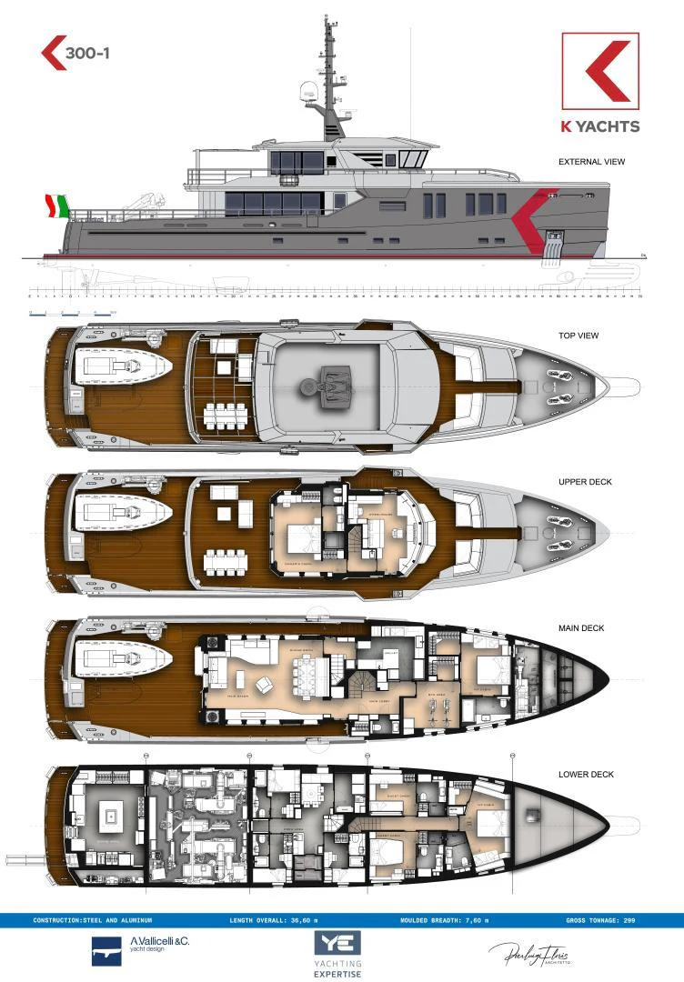 diagram, engineering drawing aboard ATOM Yacht for Sale