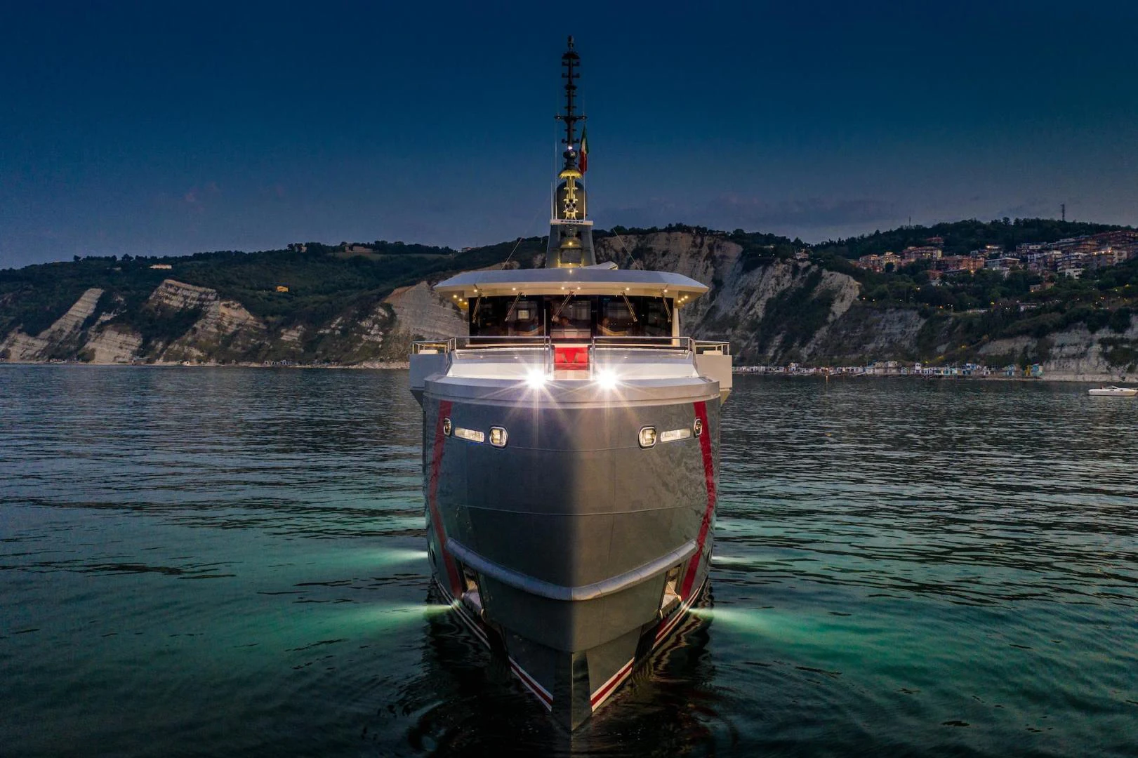 a boat in the water aboard ATOM Yacht for Sale