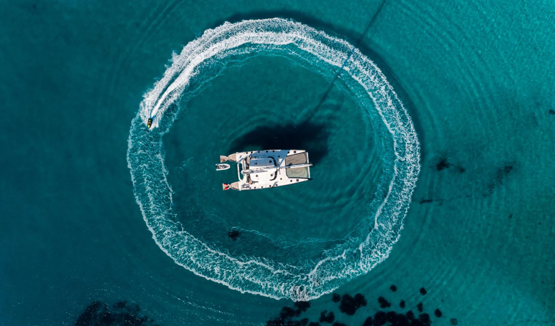 a circular object in the water aboard AZIZAM Yacht for Sale