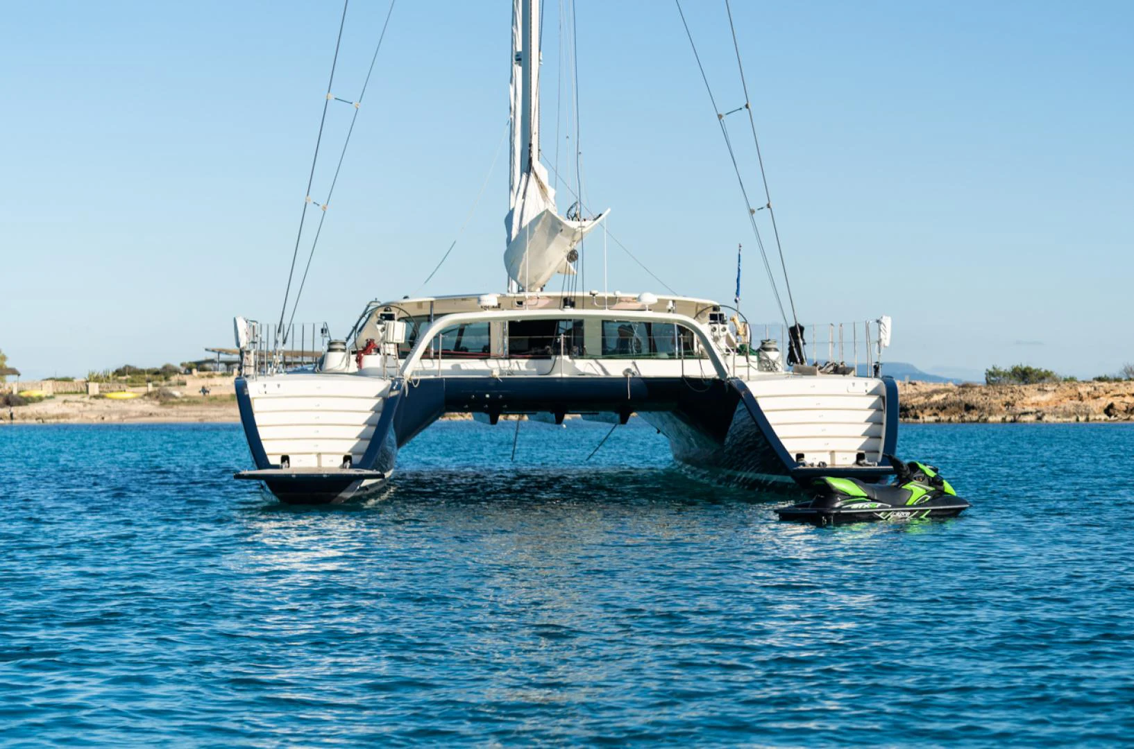 a boat on the water aboard AZIZAM Yacht for Sale