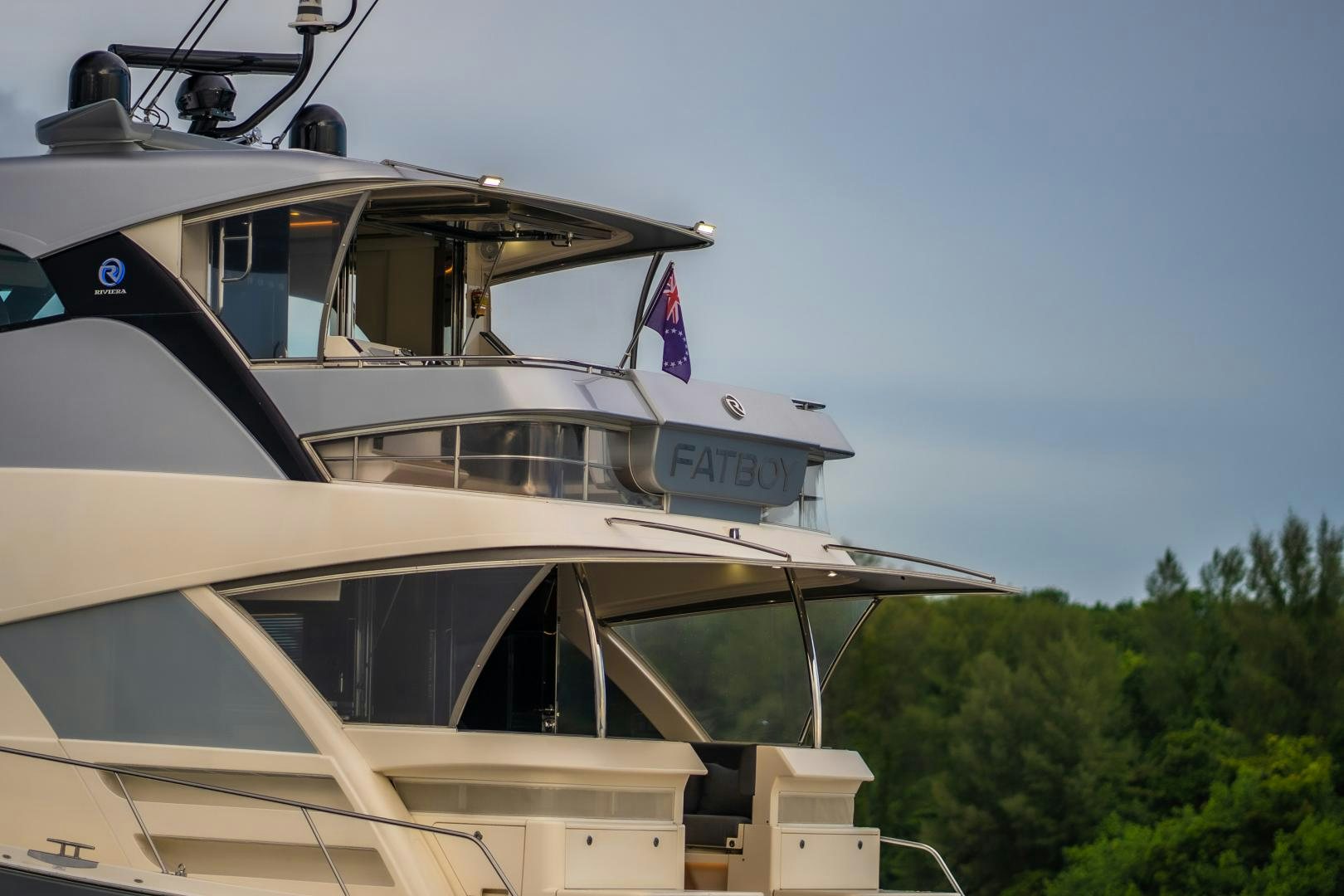 a helicopter on a stand aboard FAT BOY Yacht for Sale