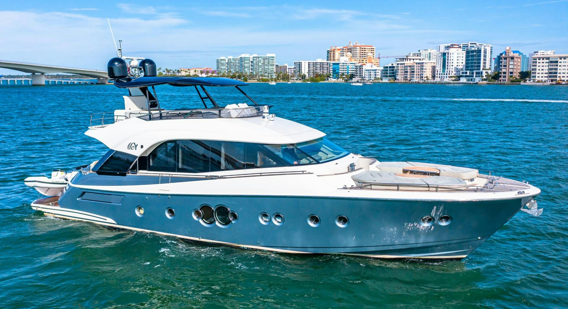a white yacht in the water aboard MONTE CARLO Yacht for Sale