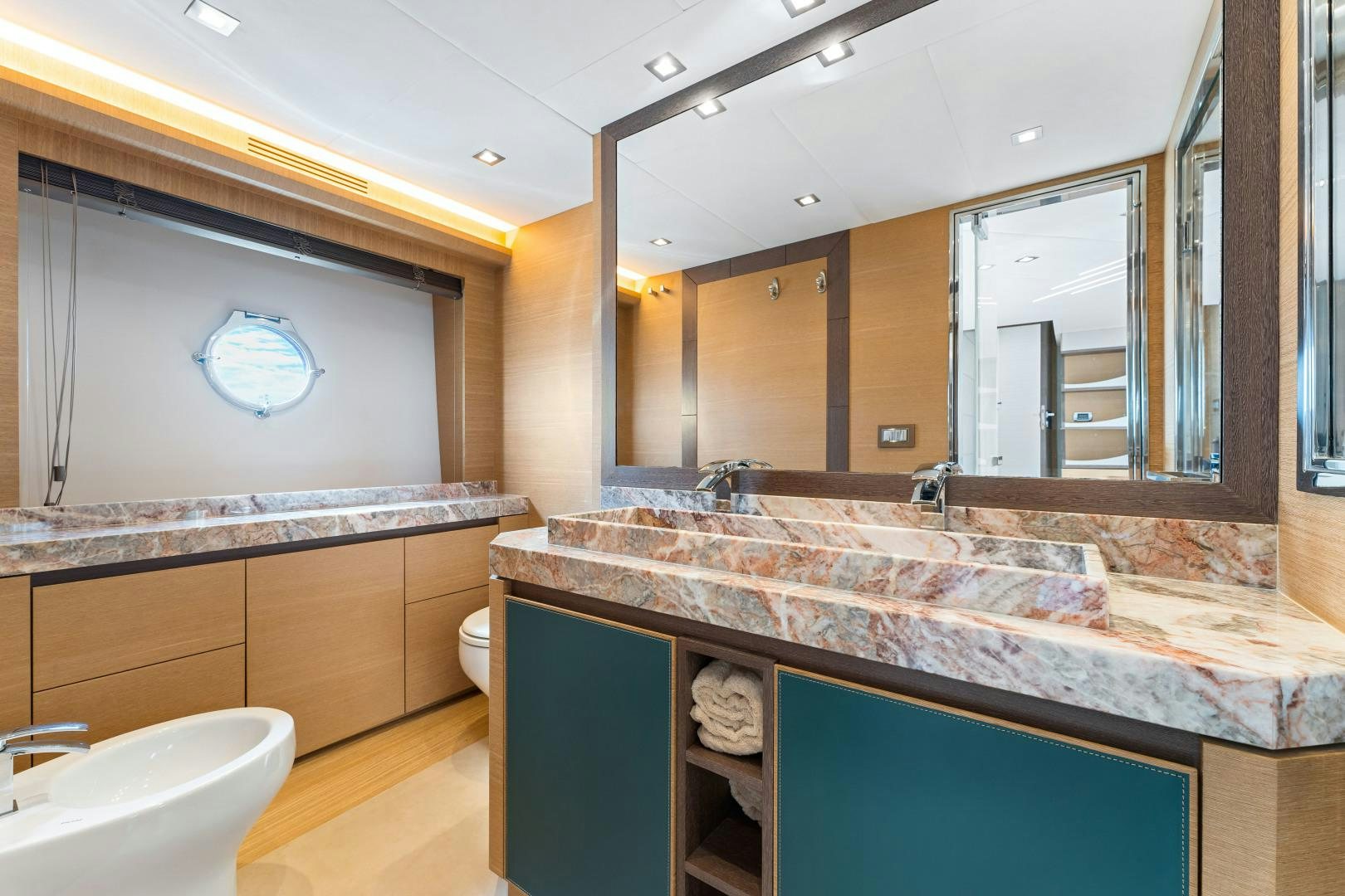 a bathroom with a large countertop aboard MONTE CARLO Yacht for Sale