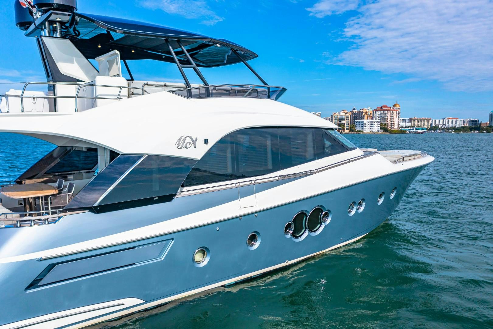 a white yacht in the water aboard MONTE CARLO Yacht for Sale