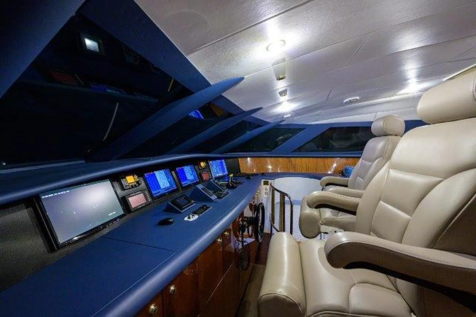 inside of a car aboard TRYST Yacht for Sale