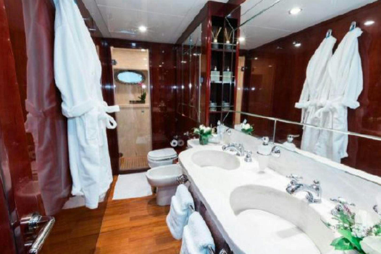a bathroom with a sink and toilet aboard ALBATOR 2 Yacht for Sale