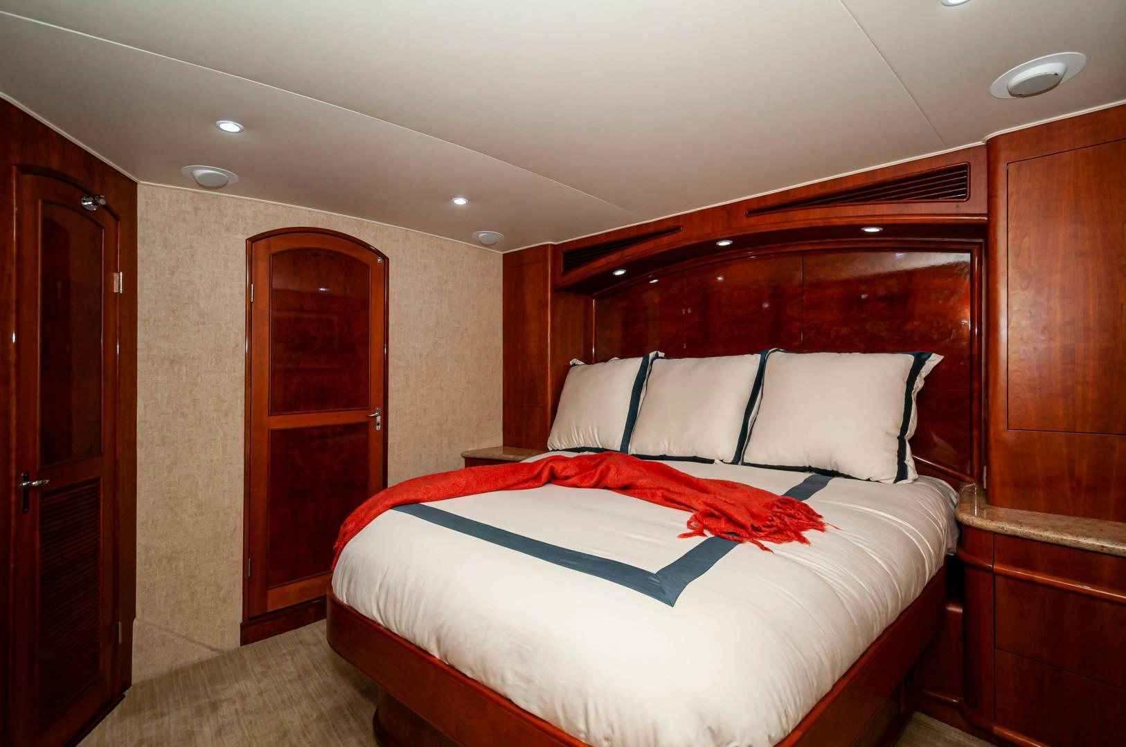 a bed in a room aboard BANK ON Yacht for Sale