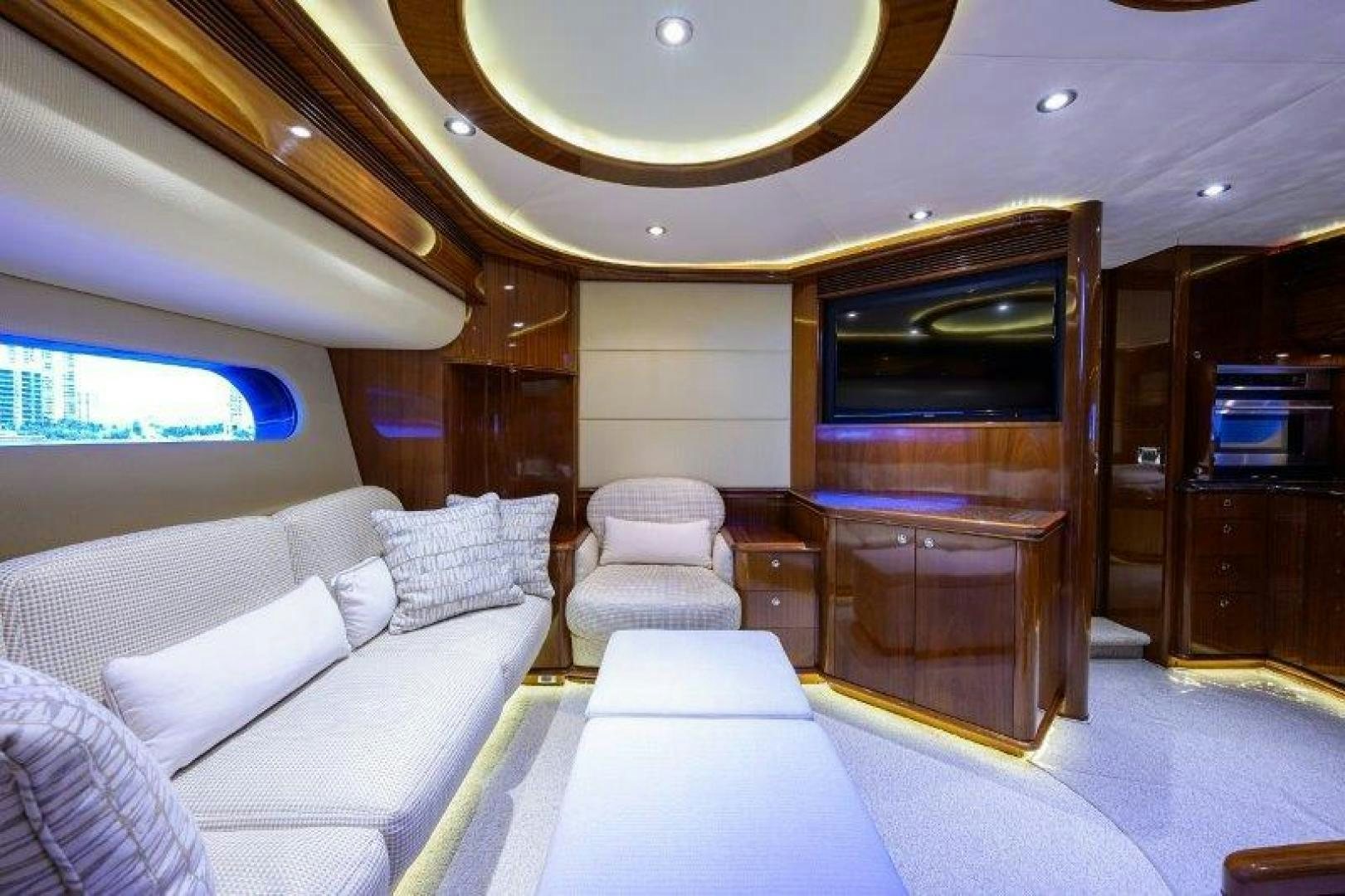 a room with a bed and a television aboard VIRGINIA SEA Yacht for Sale
