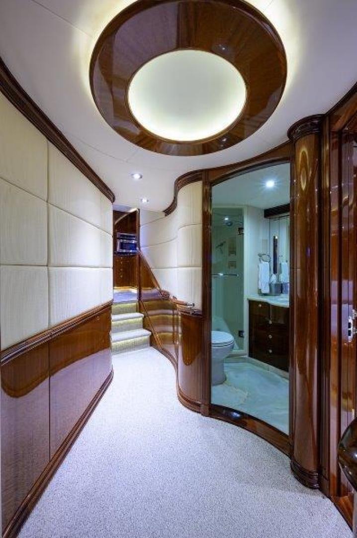 a hallway with a mirror aboard VIRGINIA SEA Yacht for Sale