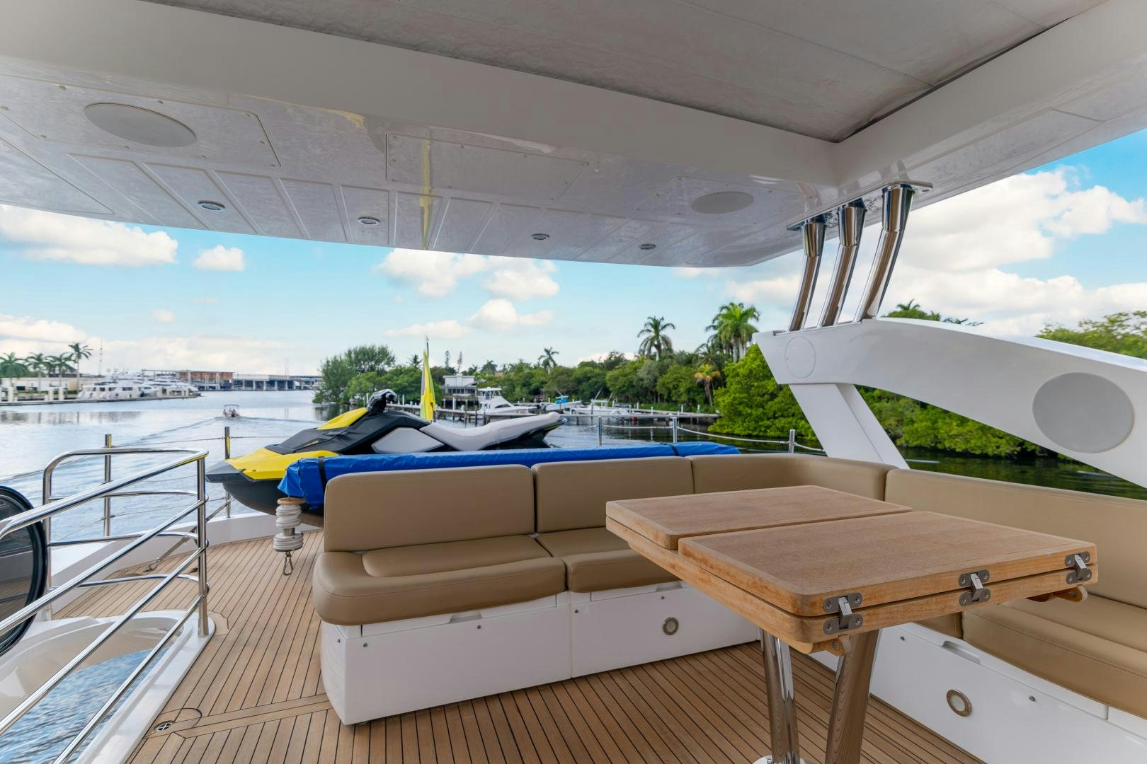 a boat on a deck aboard SOL Y LUNA Yacht for Sale