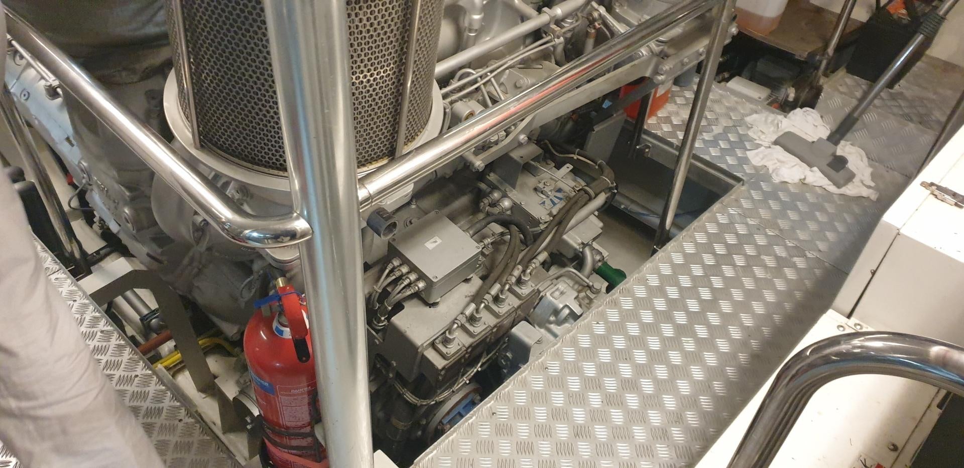 a close-up of a car engine aboard TIGRA Yacht for Sale