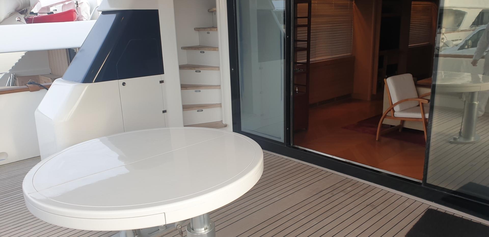 a large white table with chairs aboard TIGRA Yacht for Sale
