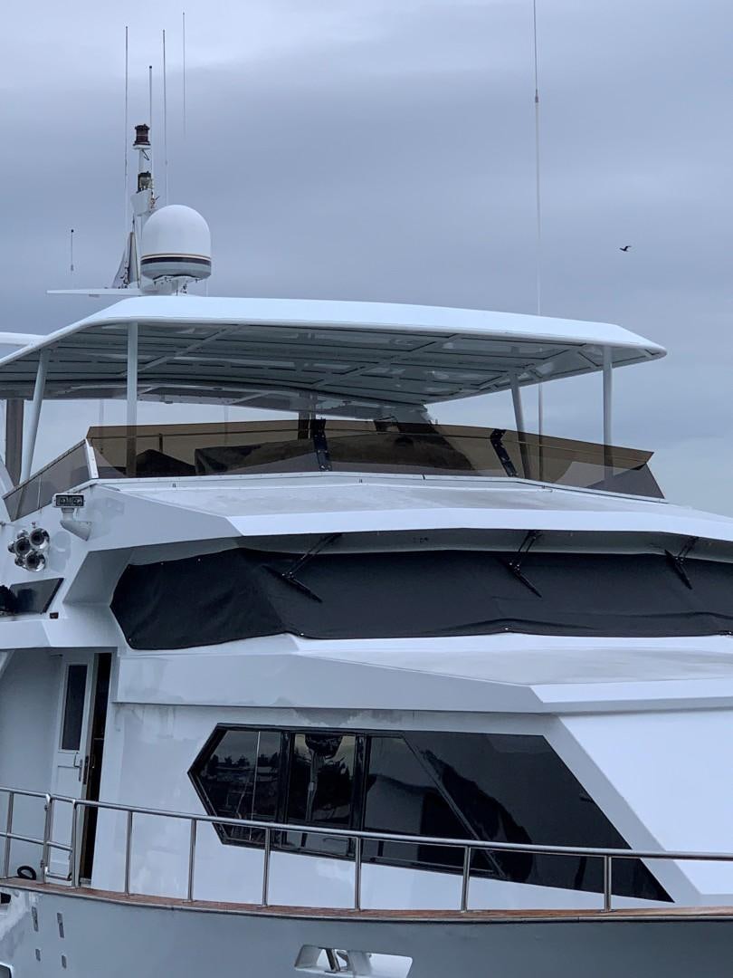a white building with a satellite dish on top aboard ANDIAMO Yacht for Sale