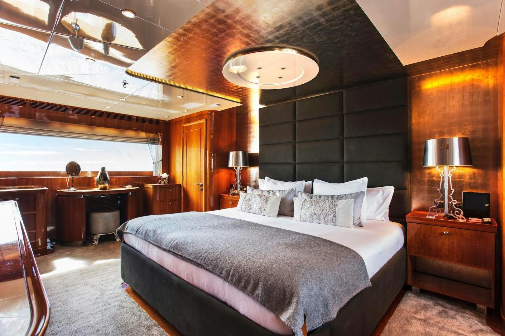 a large bed in a room aboard STAY SALTY Yacht for Sale