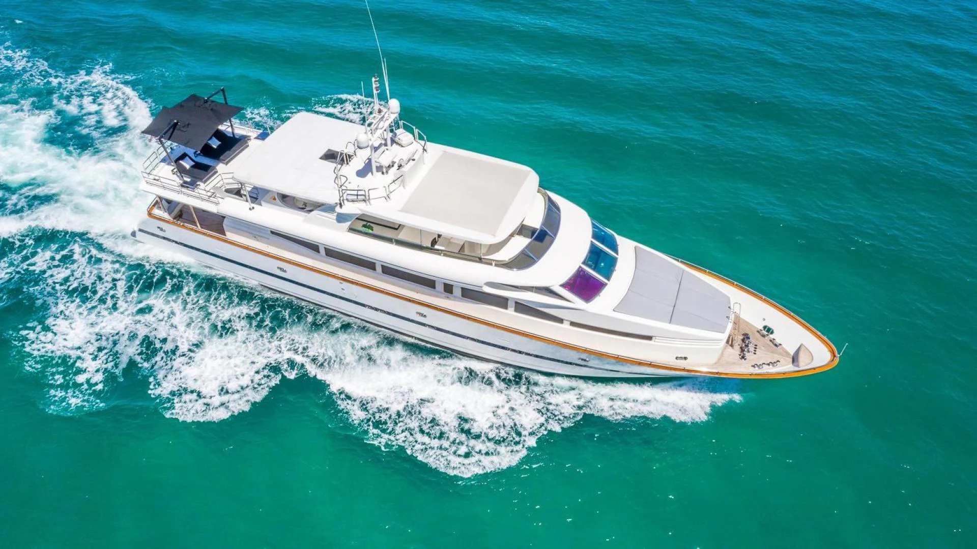 a high angle view of a ship aboard NIRVANA Yacht for Sale