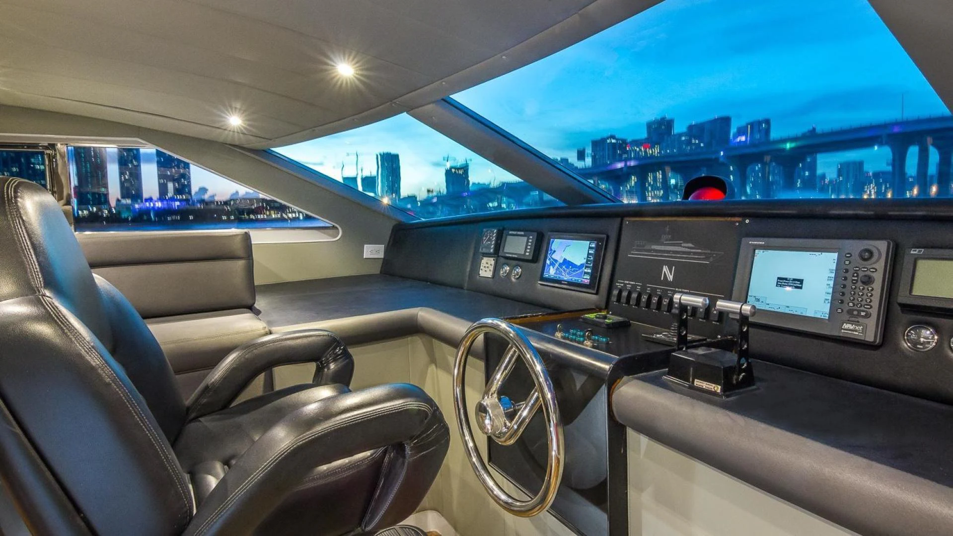 inside of a car aboard NIRVANA Yacht for Sale