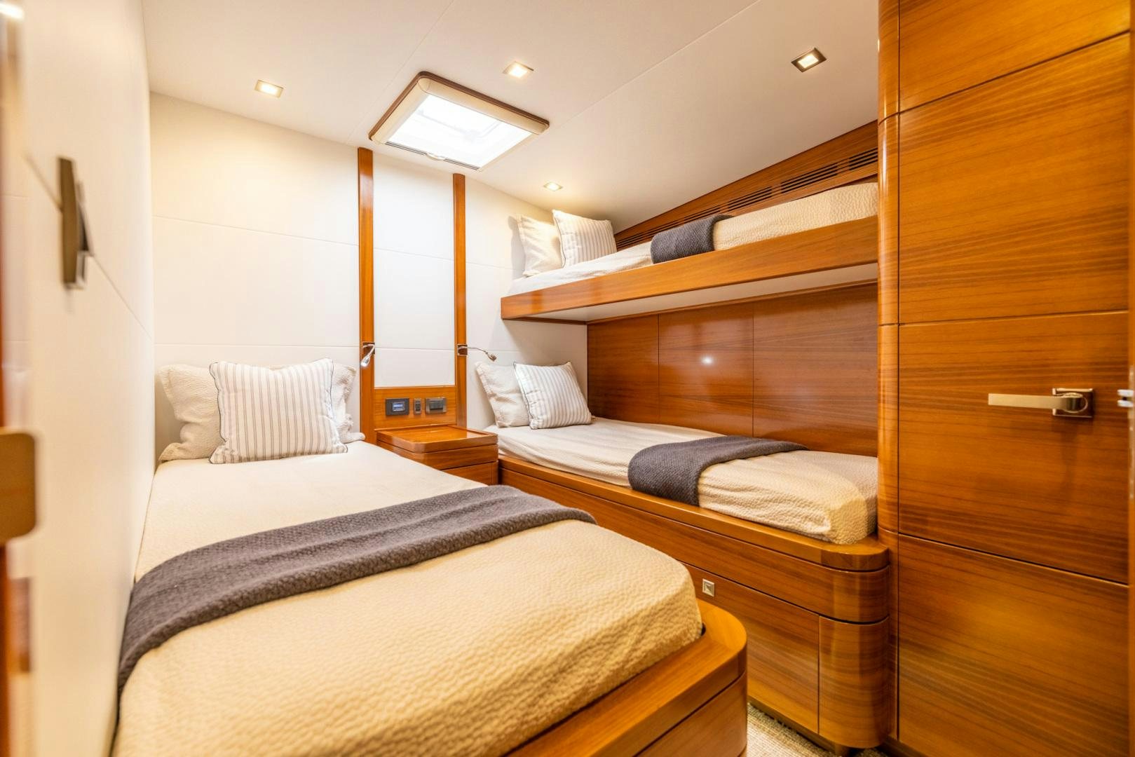 a room with two beds aboard BONNY READ Yacht for Sale