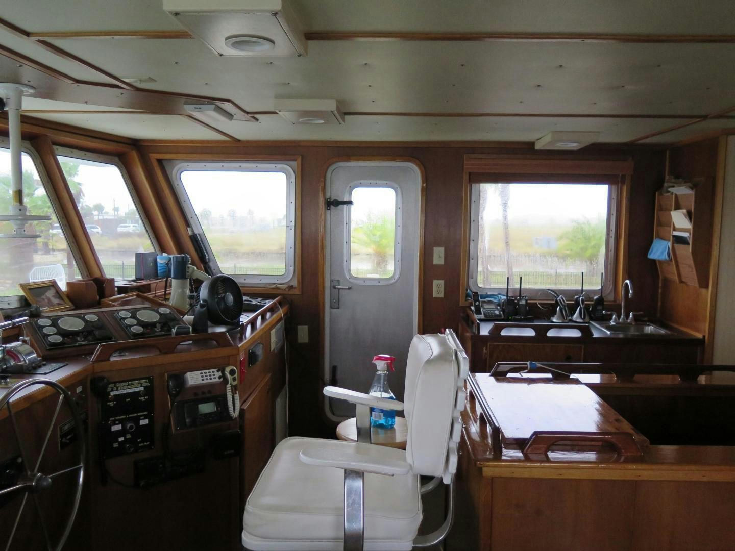 a room with a sink and a window aboard WANDERER Yacht for Sale