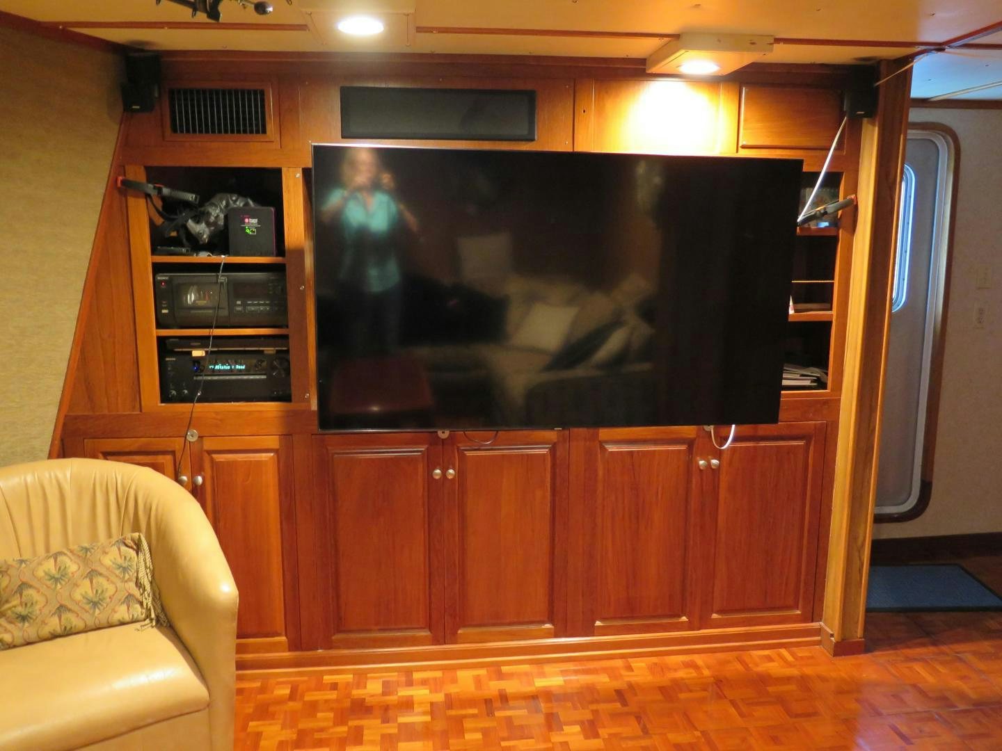 a tv on a cabinet aboard WANDERER Yacht for Sale
