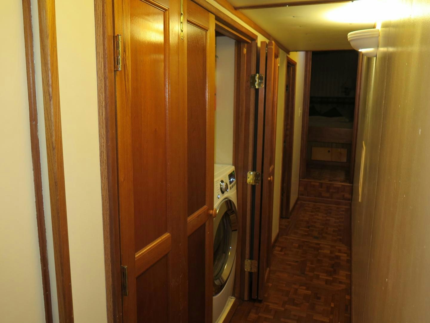 a hallway with doors aboard WANDERER Yacht for Sale