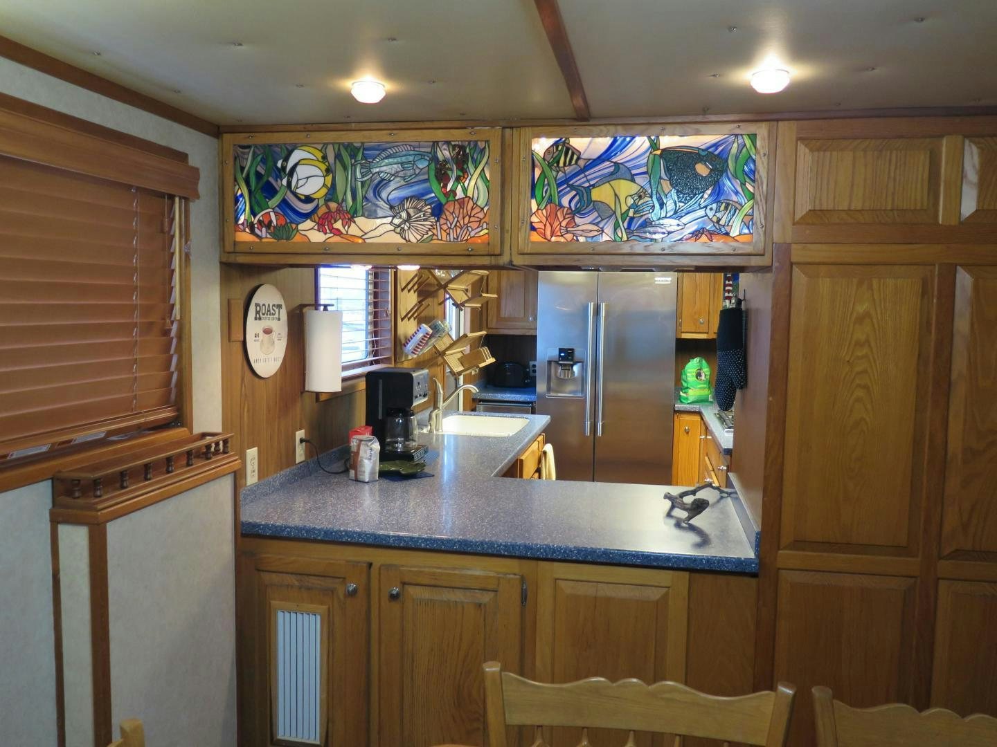 a kitchen with a countertop aboard WANDERER Yacht for Sale