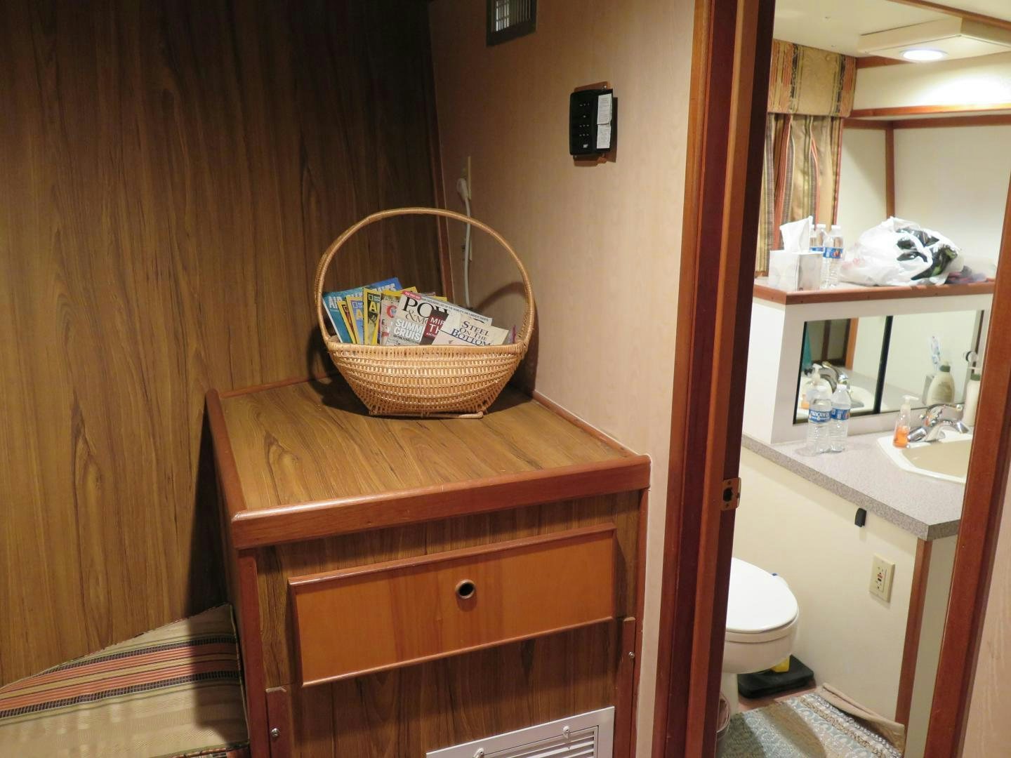 a basket on a counter aboard WANDERER Yacht for Sale