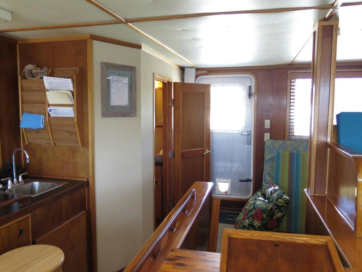 a room with a sink and a door aboard WANDERER Yacht for Sale